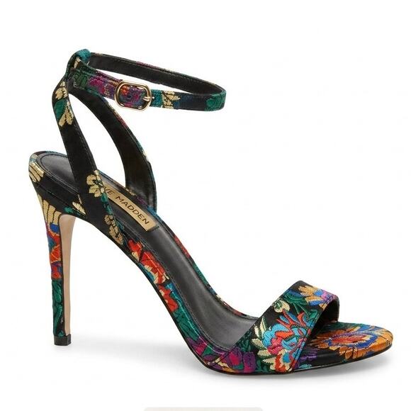 Steve Madden Shoes - Steve Madden Reno Floral Embroidered Stiletto Heels 8.5 Black Brocade